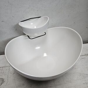 B. SMITH 2-Tier White Melamine Chip & Dip Set Kitchen Party Serving Bowl